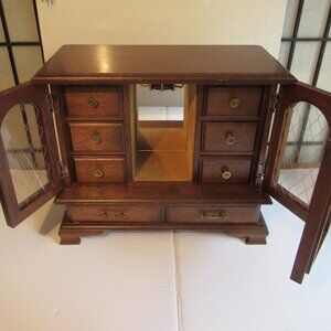 Wood Jewellery / Music Box, Organizer, Vintage circa 1970's,